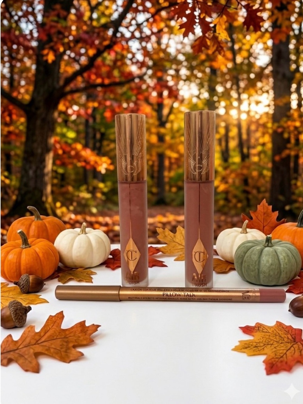 Charlotte Tilbury full size Lip Duo: Flawless Lip Blurs 2x & Pillow Talk Liner